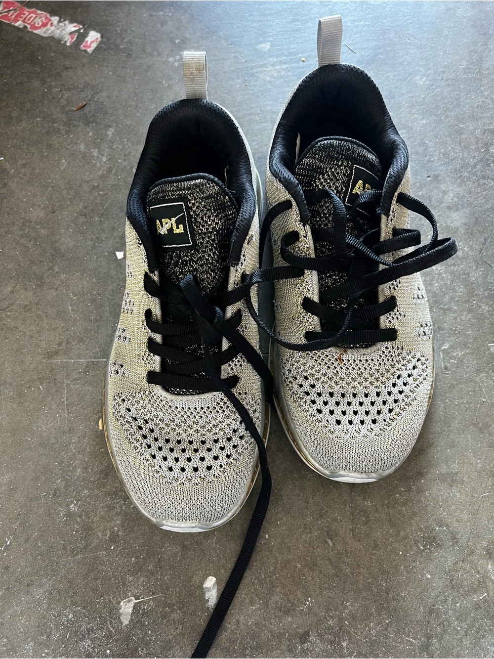APL TechLoom Knit Sneakers in Light Gray and Black Accents